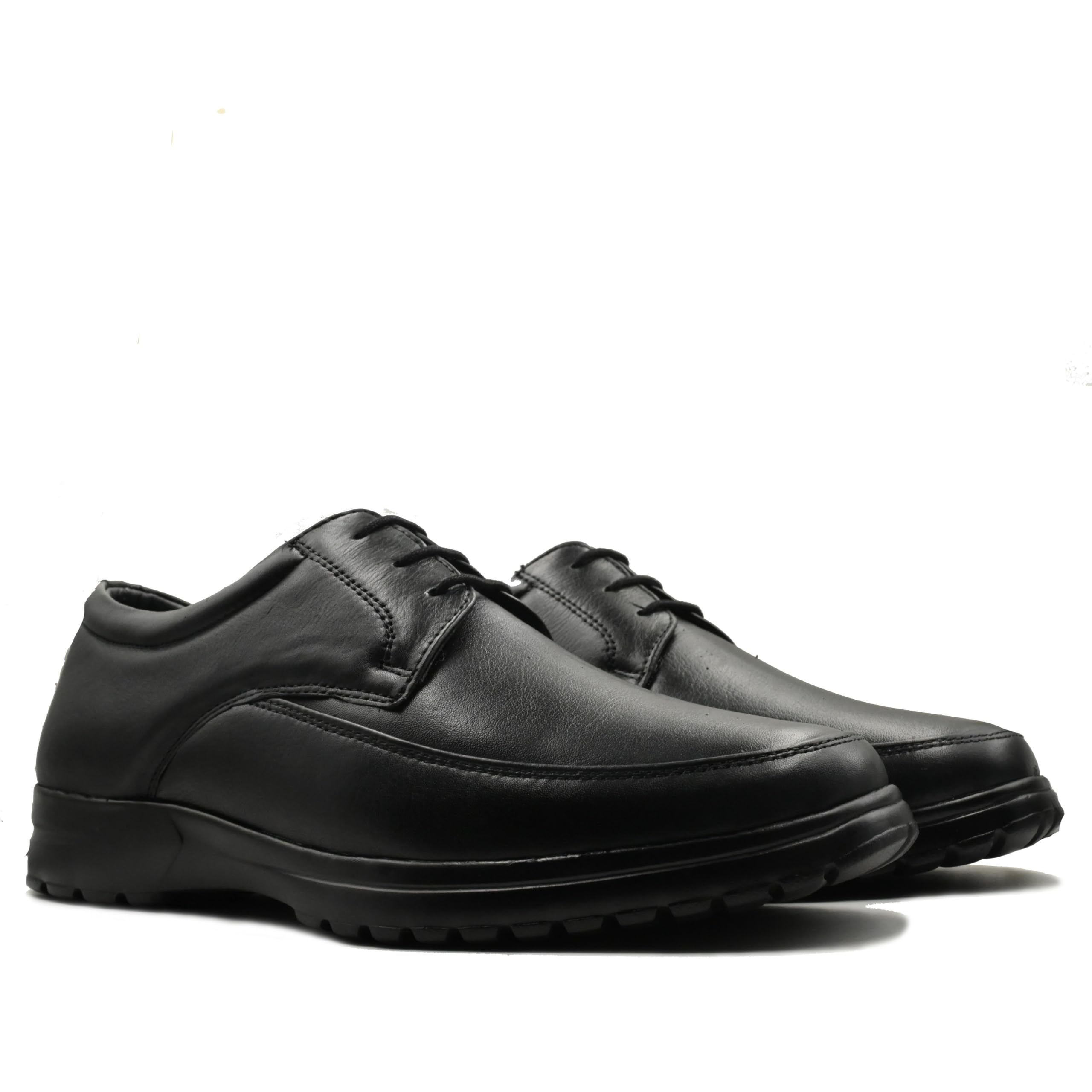 Men's Leather Derby Formal Shoes | Premium Genuine Leather | Orthopedic Comfort | Lightweight Phylon Sole | Cushioned Insole | Anti-Slip Office, Business & Wedding Shoes | Black-1002-Leather-image-22
