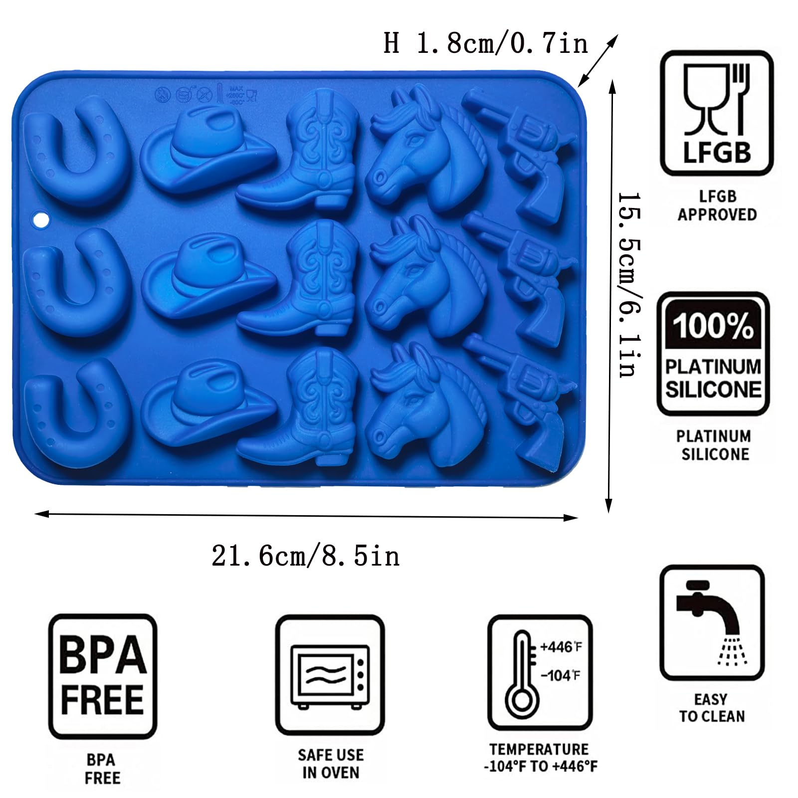 Lot de 2 moules à bonbons en silicone en forme de chapeau de cowboy - Forme de