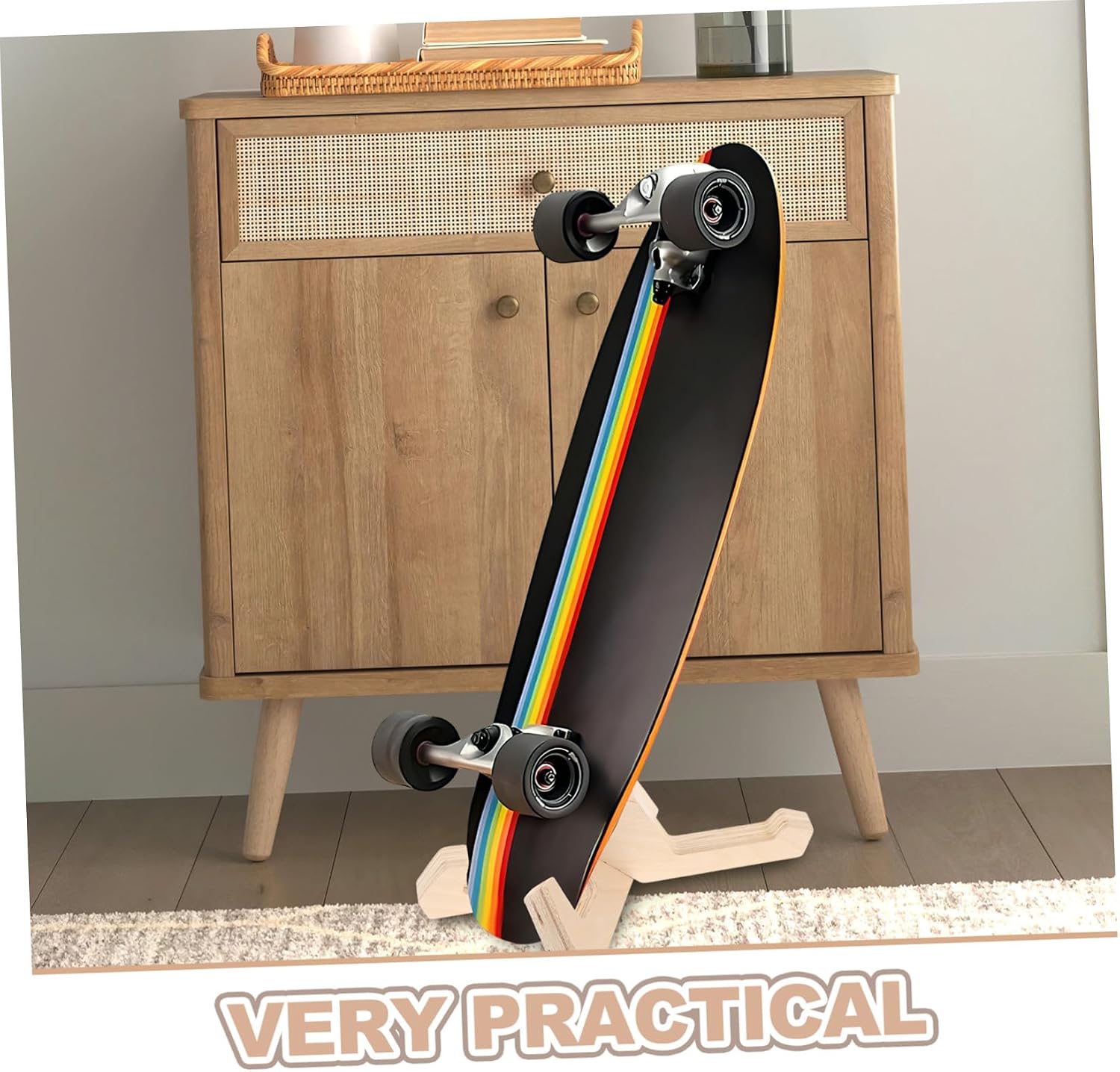 CALLARON Wooden Skateboard Rack Display Stand 1 Pair Skateboard Support Stand for Surfboards Versatile Application Efficient Space Saving for Stores and Desktop