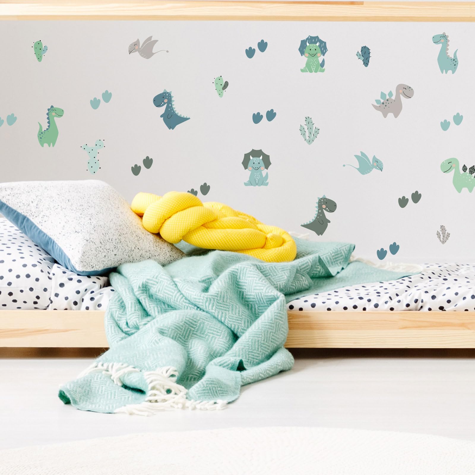 Stickerscape Green Dinosaurs Dinosaur Wall Stickers (Green Dinosaurs) | Nursery Wall Stickers, Dino Wall Decals, Dinosaur Wall Decor, Dinosaur Themed Bedroom | Easy To Apply, Cleanly Removable