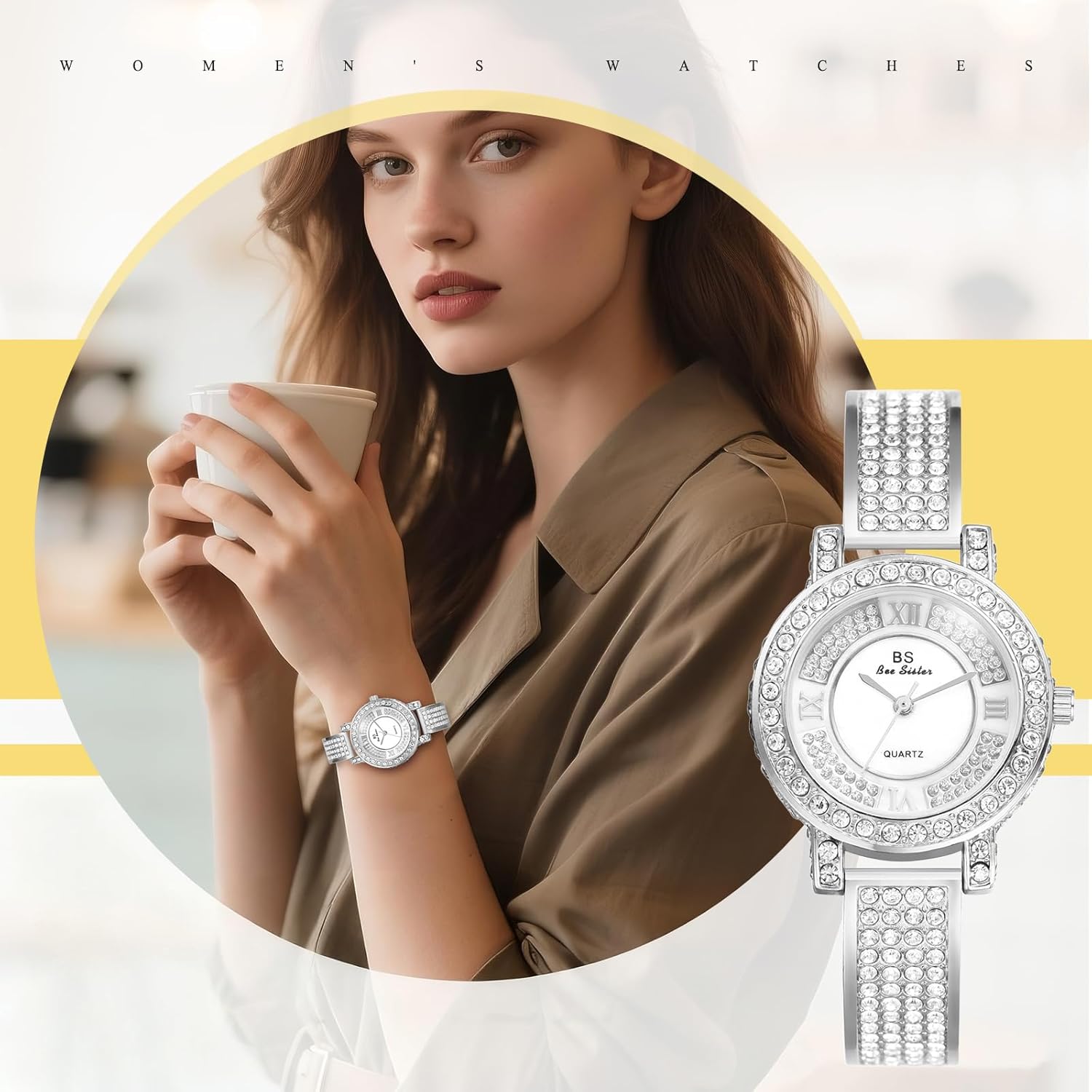 Avaner Women's Gold Silver Watches: Ladies Iced Out Slim Strap Stainless Steel Bling Rhinestones Analog Quartz Bracelet Elegant Wrist Watch - Image 5