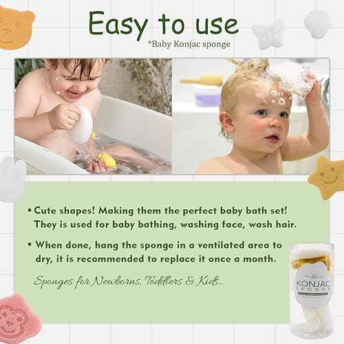 Miniatura 5 de Konjac - Juego de 6 esponjas de baño faciales Konjak orgánicas naturales para cuerpo, cara, limpieza suave y exfoliante con cuerda, para todo tipo