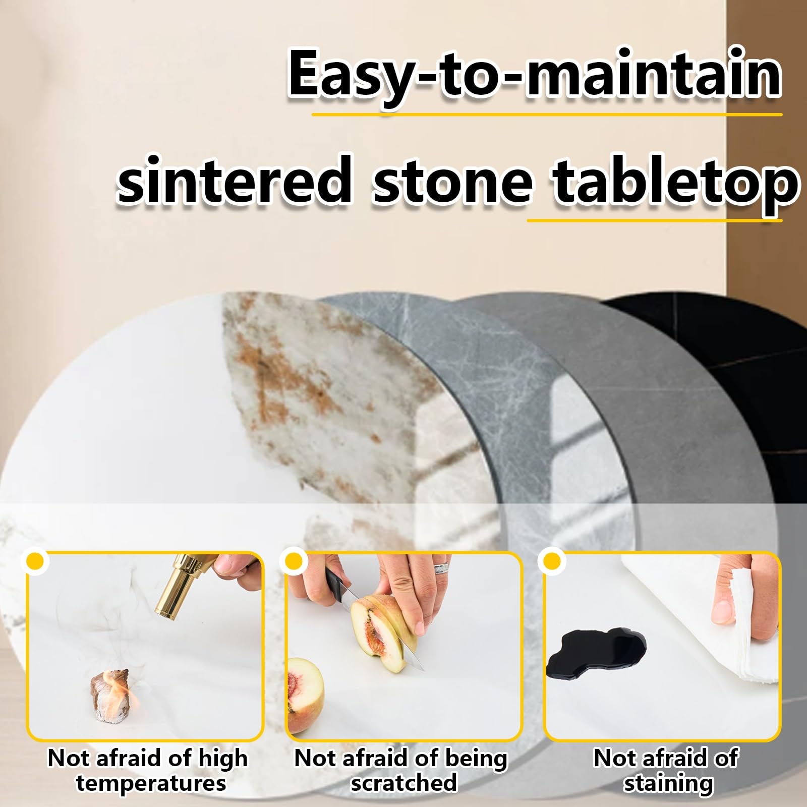 Plateau tournant en verre trempé marbré 24 pouces - Couverture de remplacement ronde DIY pour table - Rotation 360°, facile à nettoyer - Pour cuisine, salle à manger
