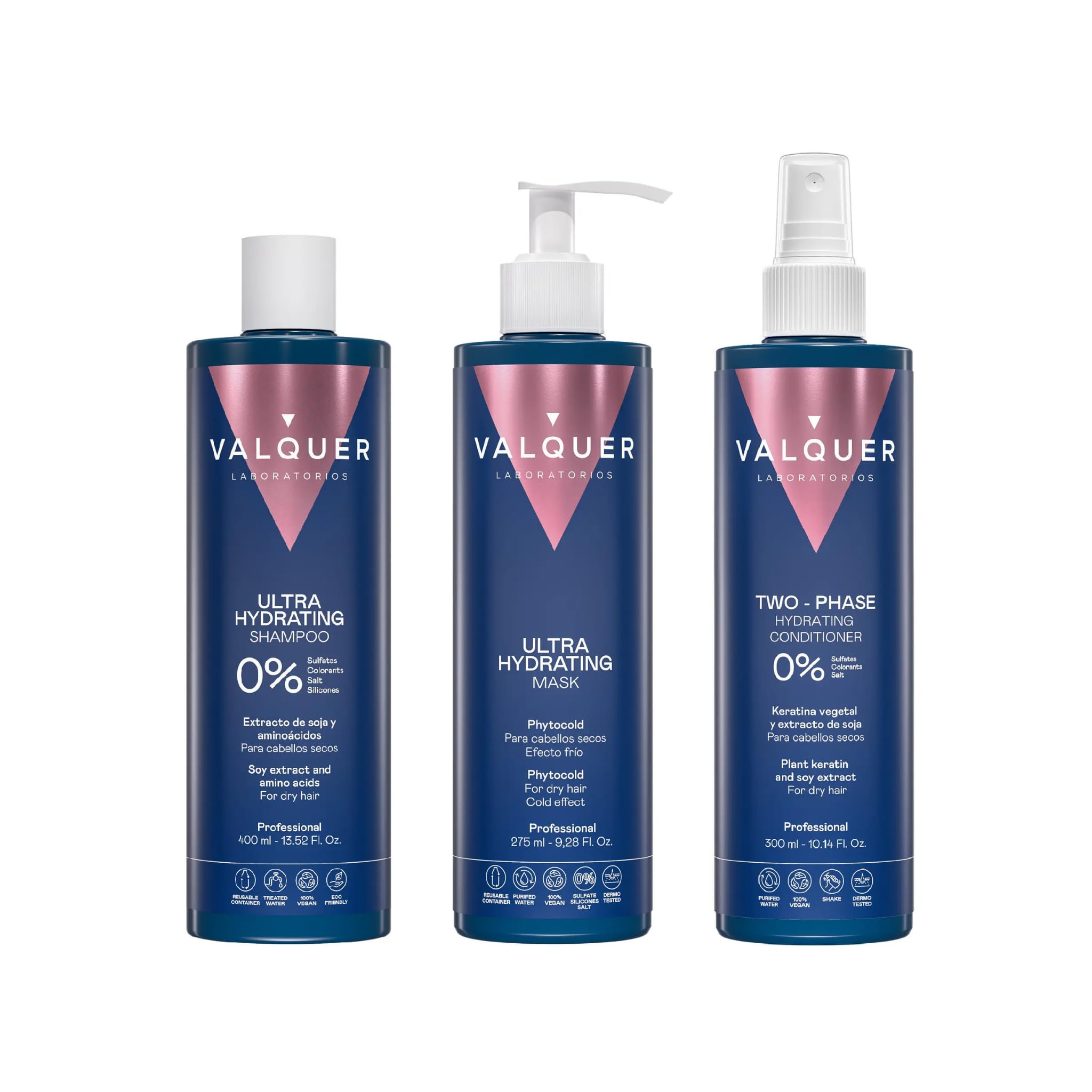 Valquer Feuchtigkeitsspendend Pack | Shampoo, Haarmaske und Conditioner
