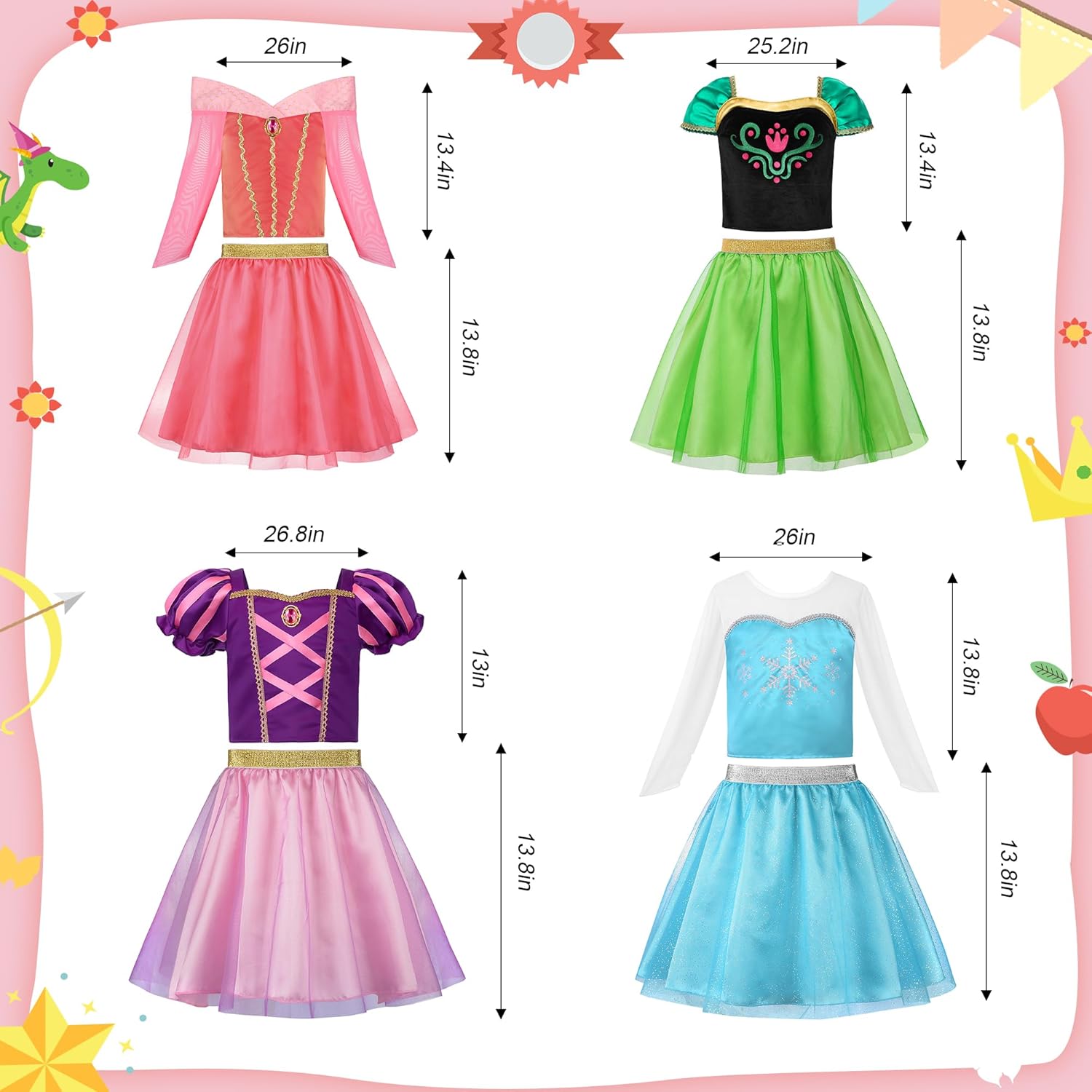 ReliBeauty Princess Dress up for Girls 3-8