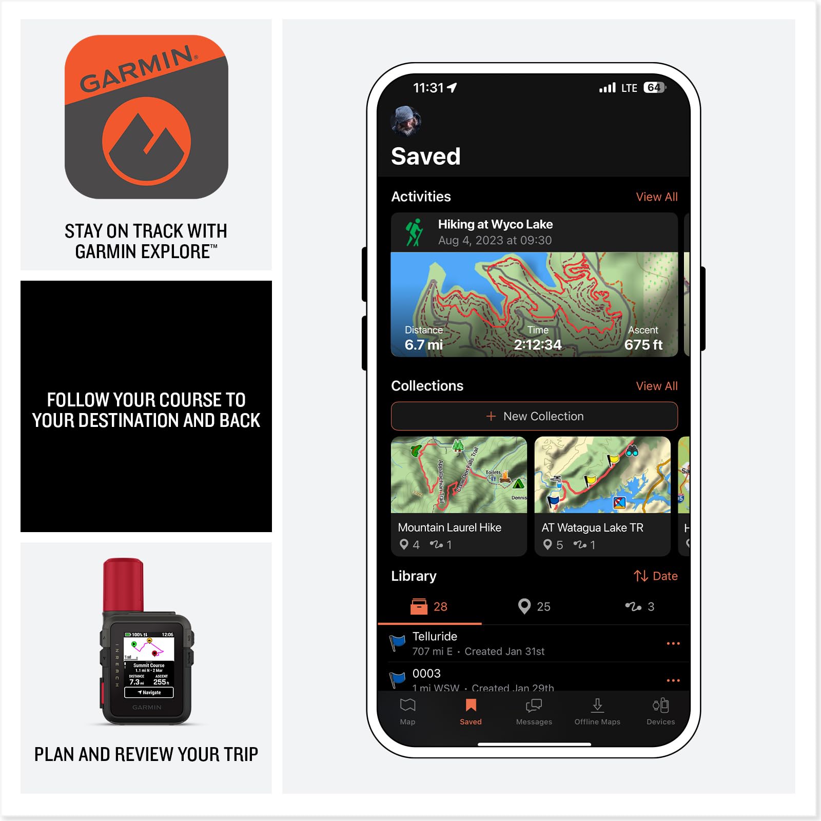 Garmin inReach® Mini 3 Plus, Rugged Global Satellite Communicator with Touchscreen Texting, Photo & Voice Messaging, Emergency SOS Messages & Battery Up to 350 Hours with 10-min inReach® Tracking - 5