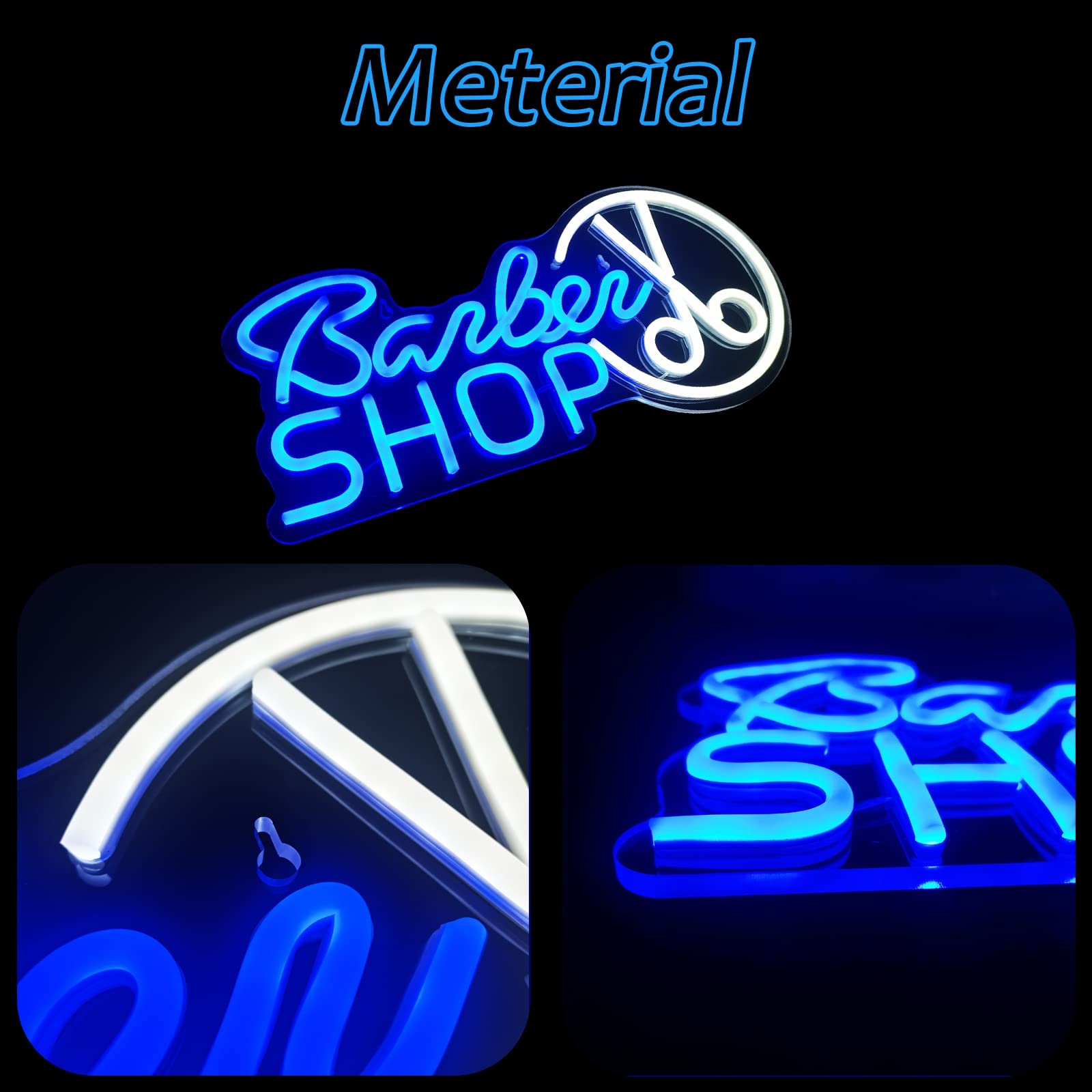 Letrero de luz de neón LED, Letrero de neón de barbería Personalizado, decoración de Ambiente, Luces de neón LED USB, Letrero luminiscente para Colgar en la Pared, 42X20cm