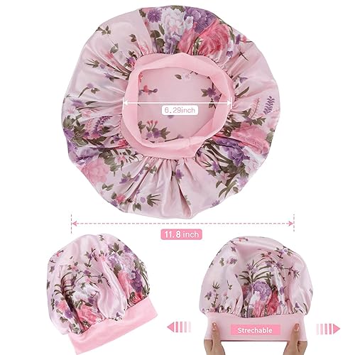 Miniatura 8 de Gorro para dormir de mujer de satén de banda ancha para la belleza y cuidado del cabello, cabello rizado ensortijado o gorro para quimioterapia,