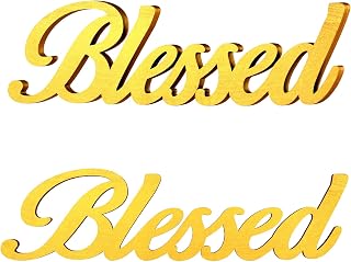 Bnesi Blessed Sign Decor Blessed Letter Table Sign Farmhouse Decor Blessed Table Standing Art for Wedding Graduation Party Thanksgiving Day or First Communion Christening (Gold)