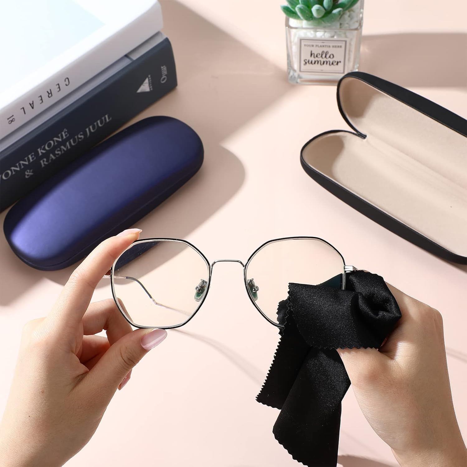 Leumoi 12 Pack Hard Shell Glasses Case PU Leather Eyeglass Case with Eyeglass Cloth Protective Sunglasses Protector for Women and Men - Image 5