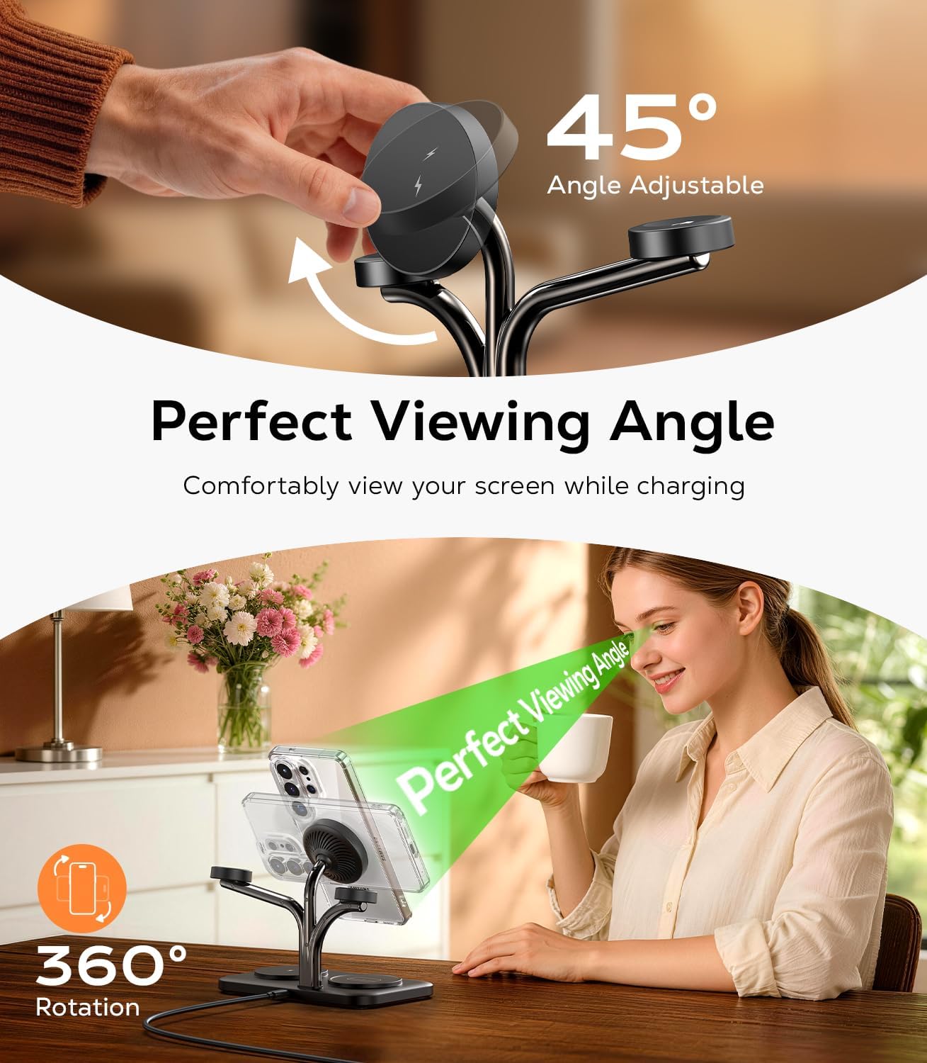 Meifigno 45W 5 in 1 Magnetic Charging Station for Samsung, Dual Phone & Galaxy Watch Wireless Charger Stand, Fast Mag-Safe Charger for Galaxy S26 Ultra/S25/Z Fold7/Flip7, Galaxy Watch Ultra/8/7 & Buds