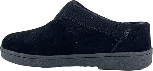 Miniatura 3 de Clarks Pantuflas de gamuza para mujer JMH2175 con cuello de punto, forro de piel sintética de felpa suave, pantuflas de casa para interiores y