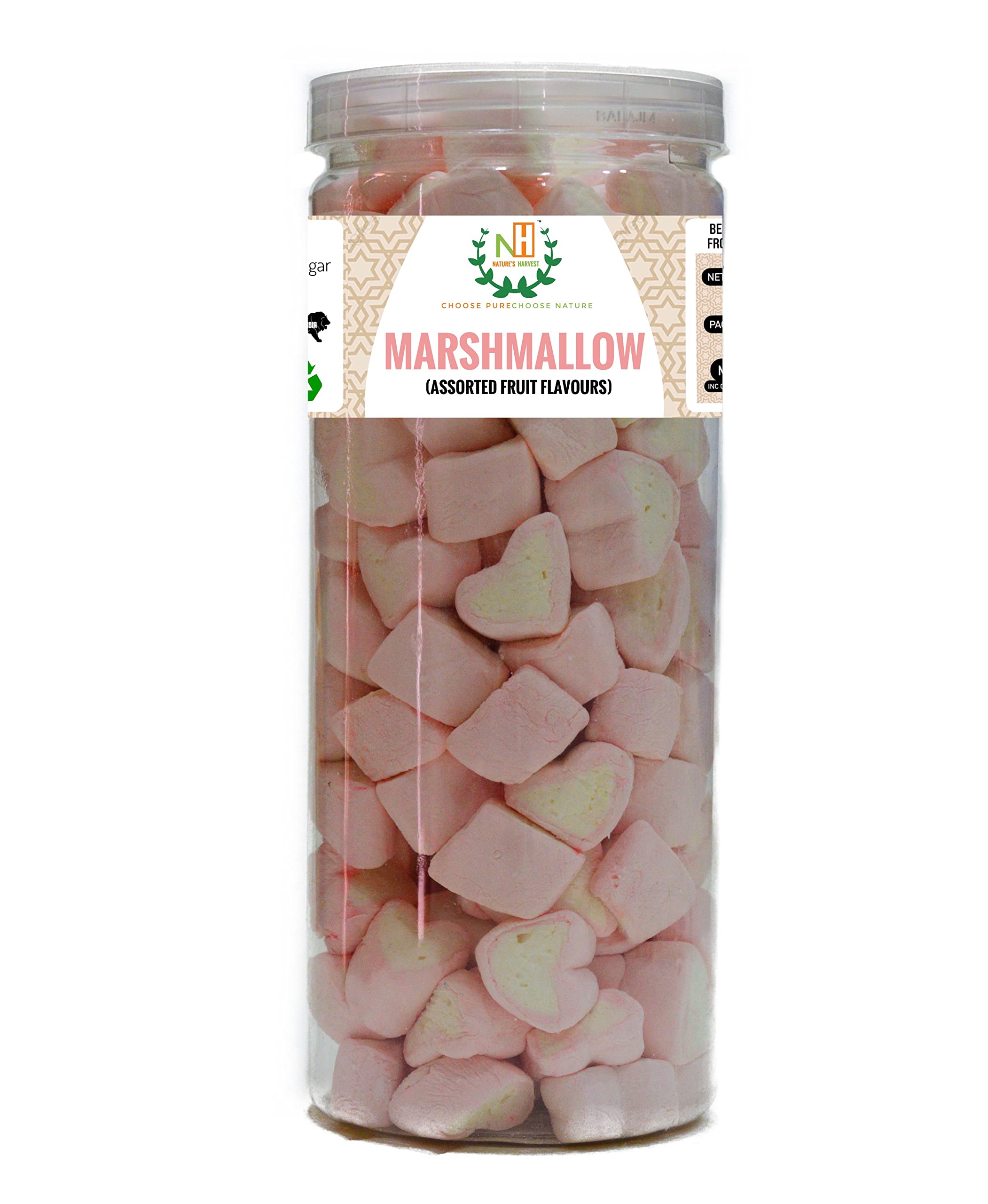 Nature's Harvest Heart shape Marshmallows - Assorted Fruit Flavour Marshmallows. (120 Pices)