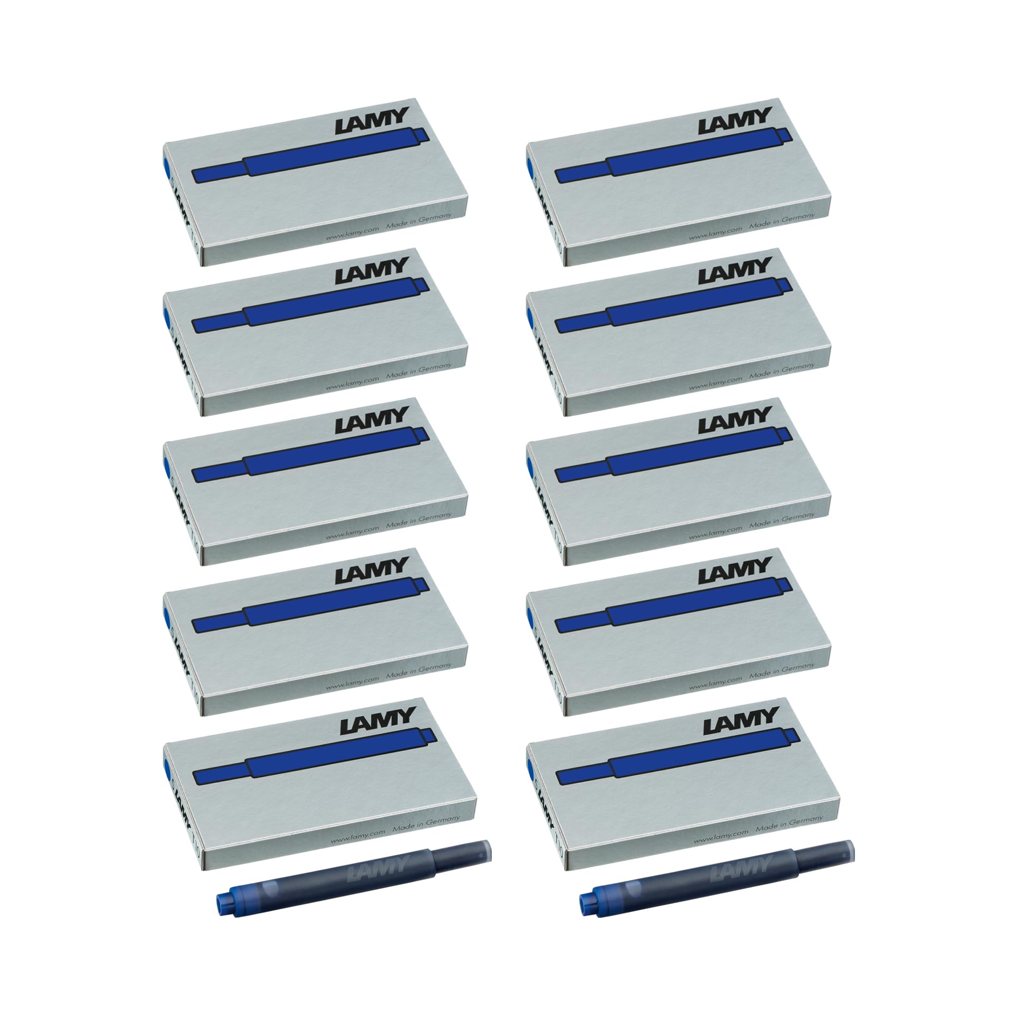 LAMY T10 10er Set löschbare Tintenpatronen mit großem Tintenvorrat - geeignet für alle Lamy Patronenfüllhaltermodelle - Inhalt 1,25ml je Patrone - 5 Stück pro Päckchen - Tintenfarbe blau