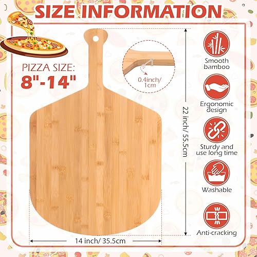 Miniatura 9 de Norme 6 tablas de cortar de madera con mango cómodo para cortar pizza, panes, queso, frutas, verduras, fácil almacenamiento, accesorios para horno