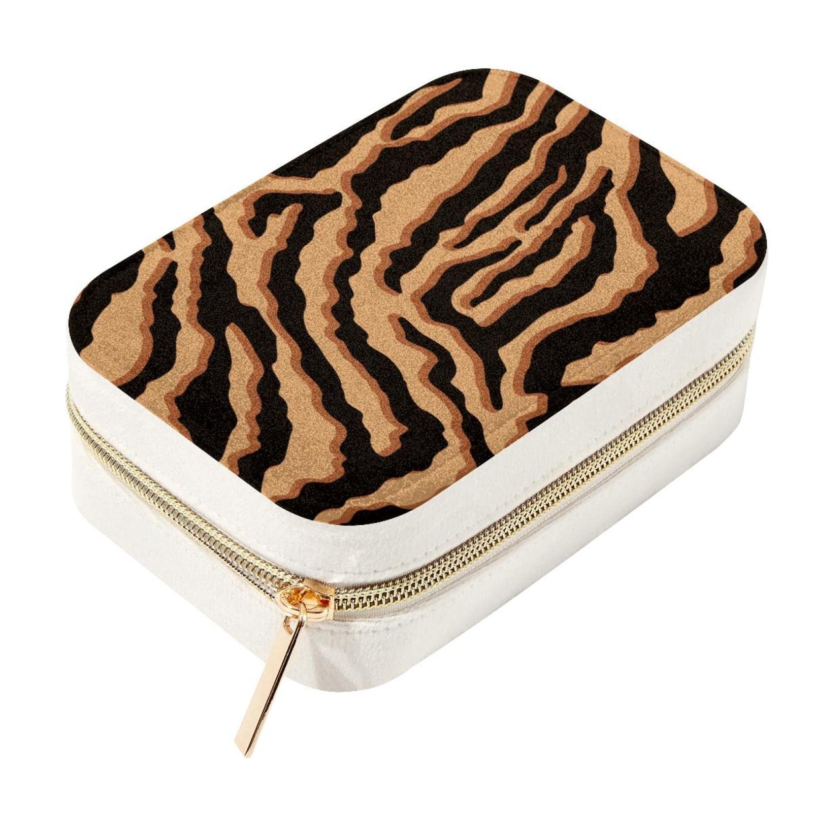 Sac de rangement pour bijoux de voyage d'exception texture peau de tigre raffinée
