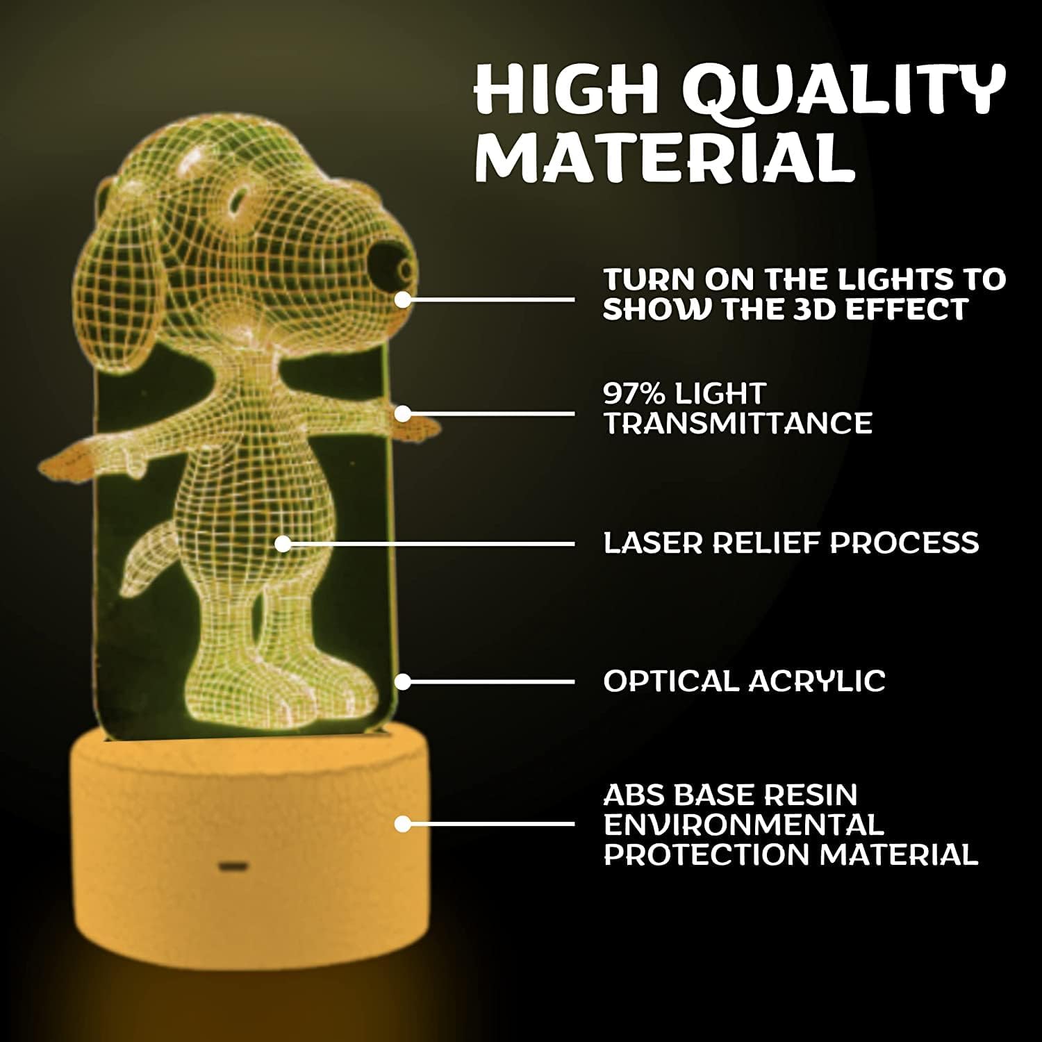 Dog Animal 3D Lamp Night Light Touch Table Desk Lamps 7 Color Changing Lights with Acrylic Flat & ABS Base & USB Charger & Remote Controller