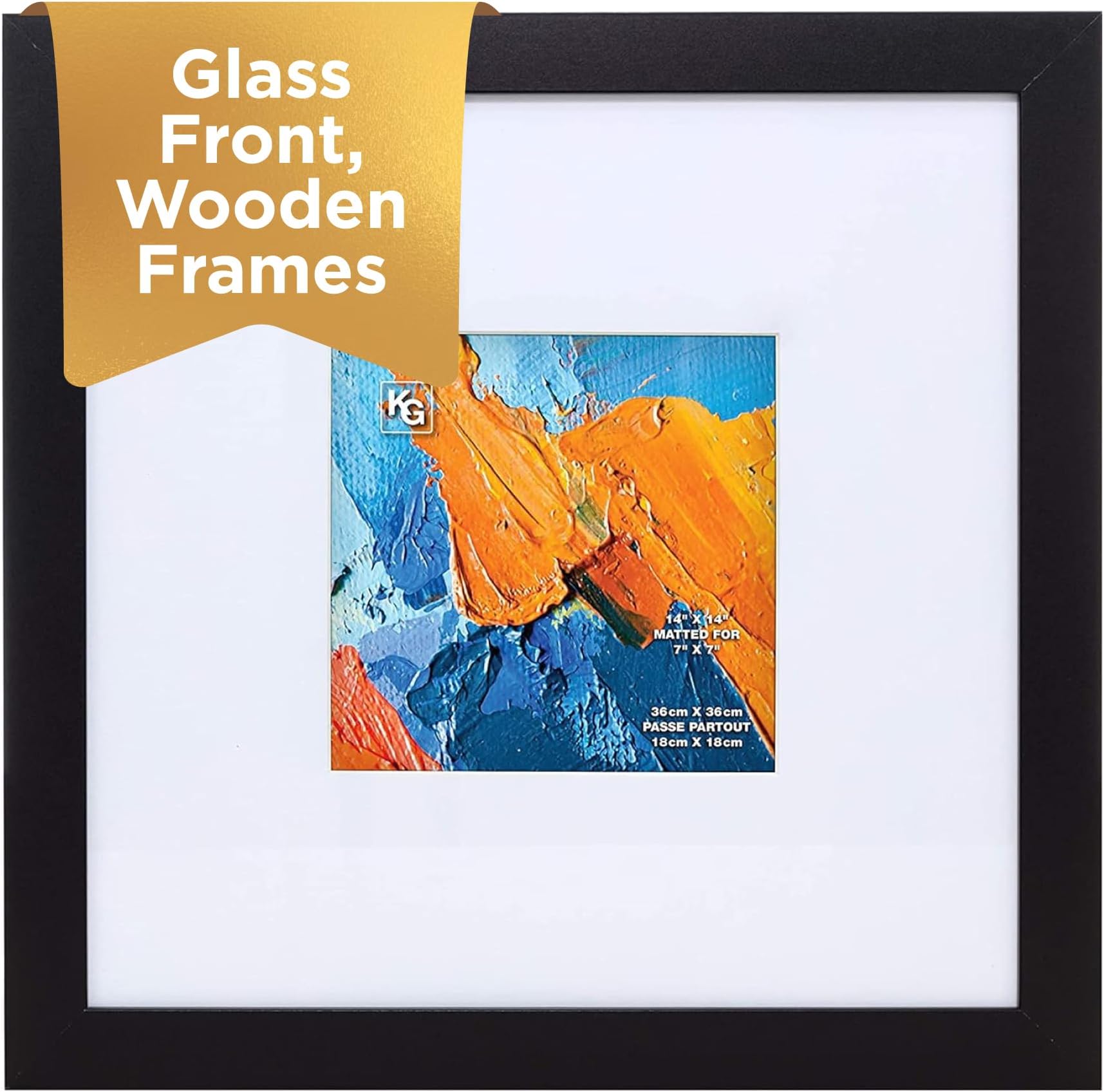 Kiera Grace Matted Classic Langford Picture Frame, 14" x 14", Black, PH00312-6FF