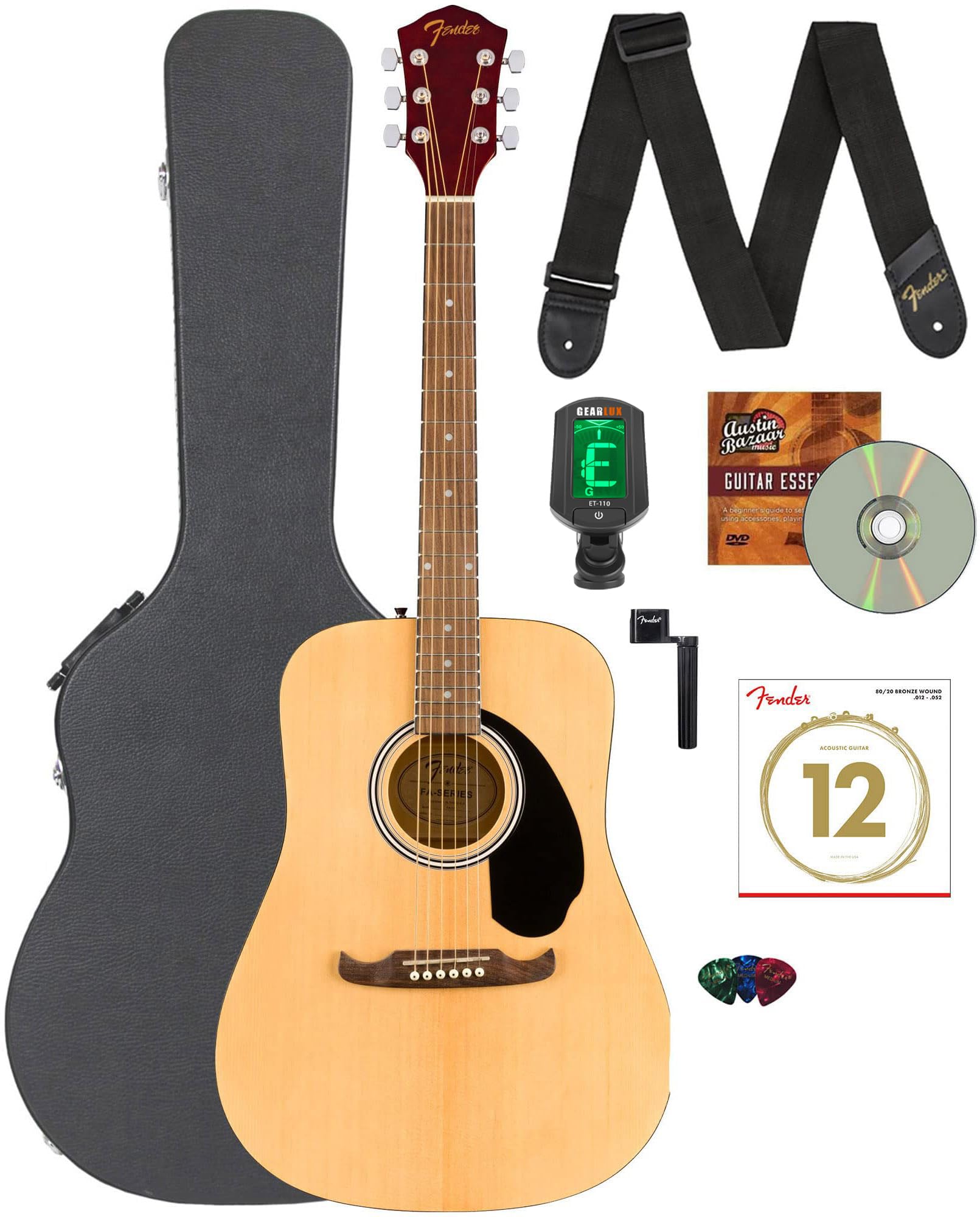 Amazon.com: Fender FA-125 Dreadnought Guitar - Natural Bundle with