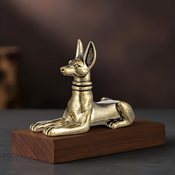 Solid Cast Brass Egyptian Pharaoh Hound Statue, Egyptian Decor Art Piece, Antique Finish Decorative Figurine