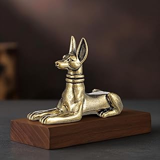 Solid Cast Brass Egyptian Pharaoh Hound Statue, Egyptian Decor Art Piece, Antique Finish Decorative Figurine