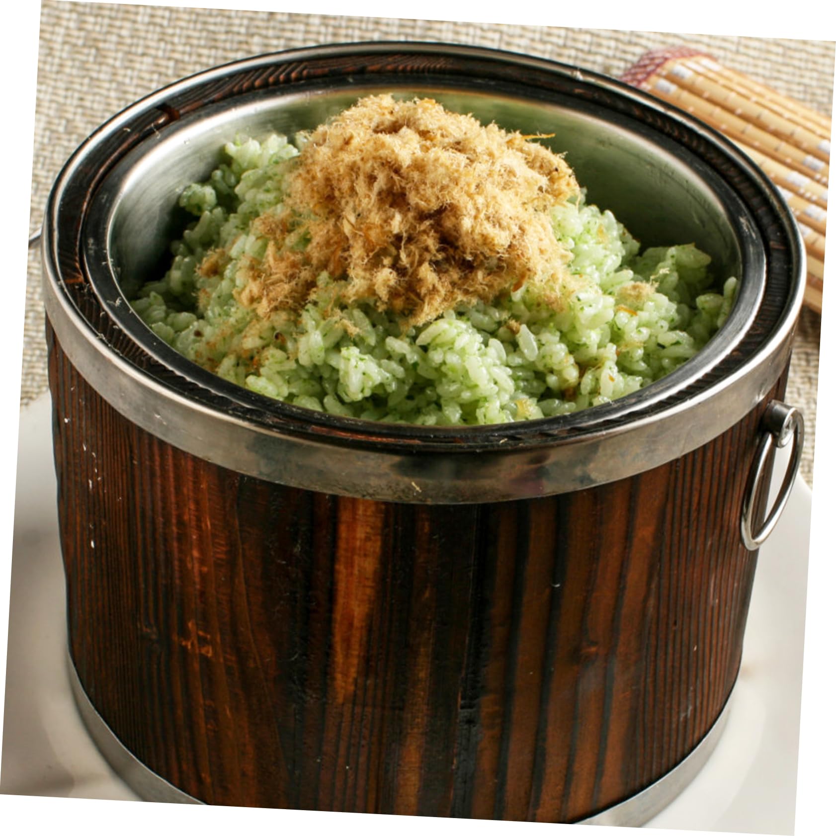 Garneck Wooden Barrel Rice Liner Reusable Bowl for Rice Replaceable Rice Bowl Rice Barrel Liner Bowl for Steaming Liner for Wood Bucket Rice Steaming Bowl Stainless Steel Silver