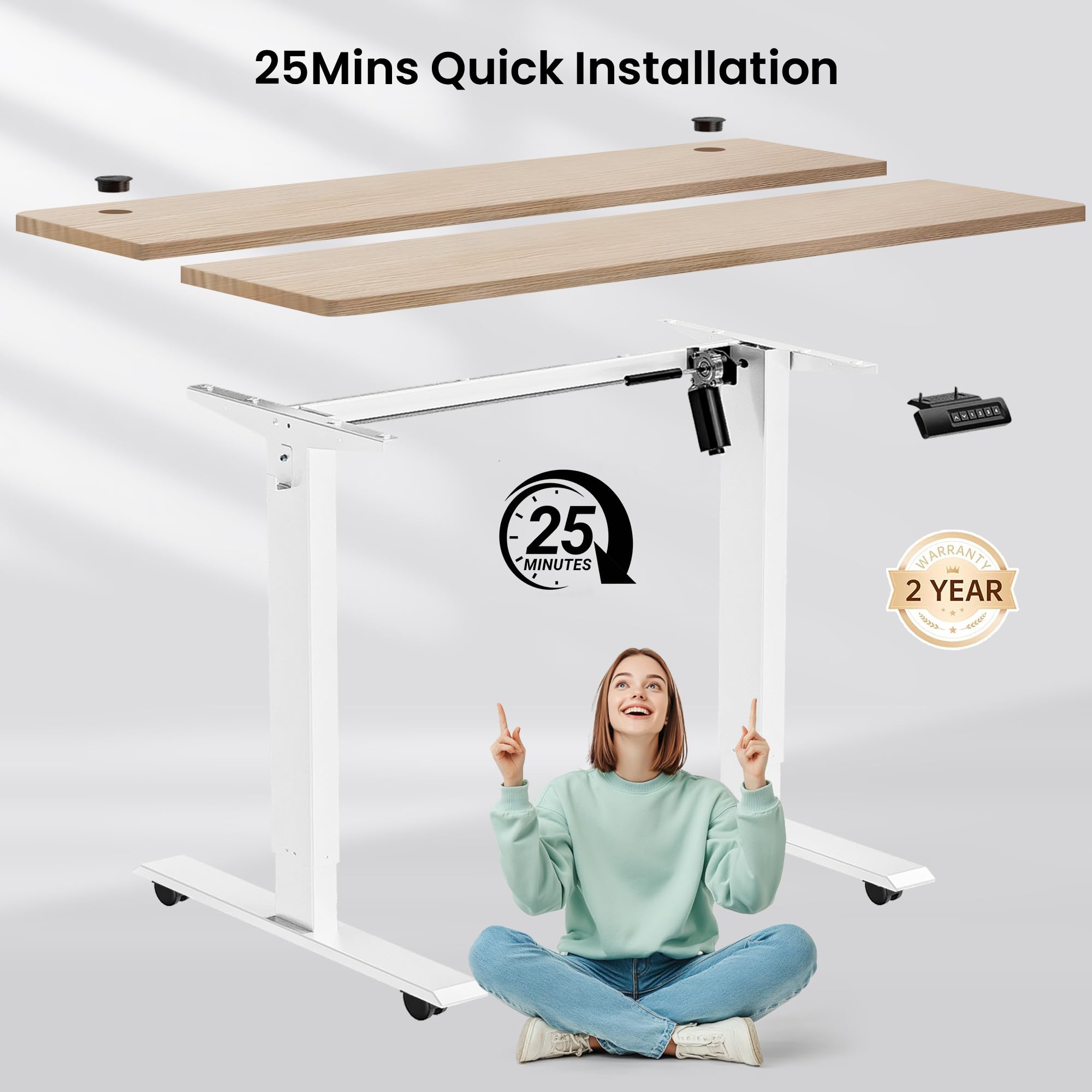 farexon Electric Standing Desk Adjustable Height 55 x 24 Inch Stand up Desk with Large Mouse Pad Rolling — view 8