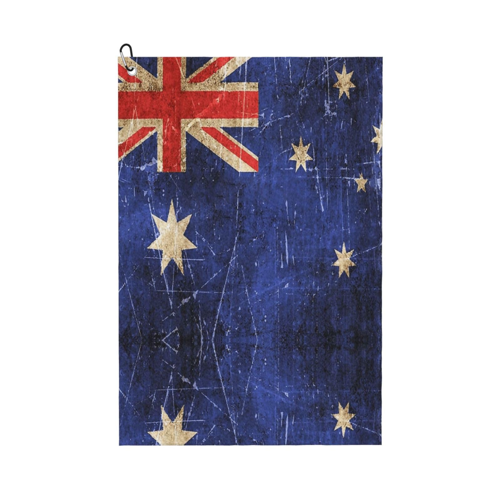peiyeety Vintage Australian Flag Microfiber Golf Towel with Carabiner Clip, 16x24 Inch Absorbent Waffle Weave Towel for Golf Bags