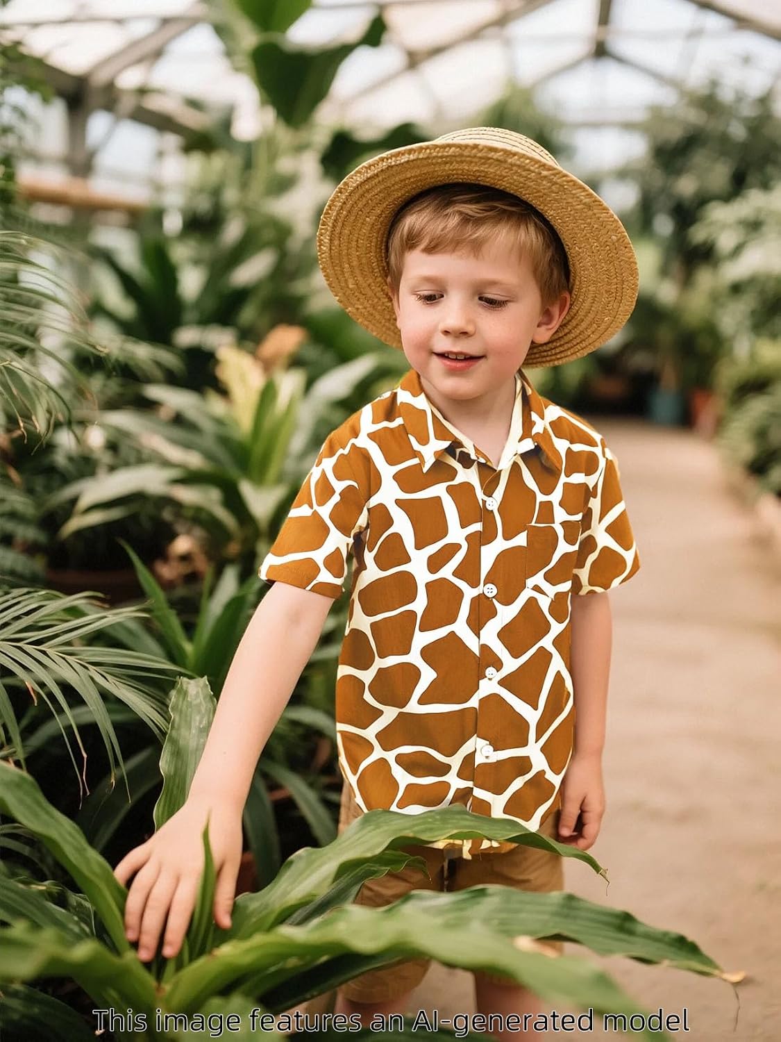 COSLAND 2T-Large Boys and Toddlers' Animal Print Shirt Kids Cotton Button Down Top