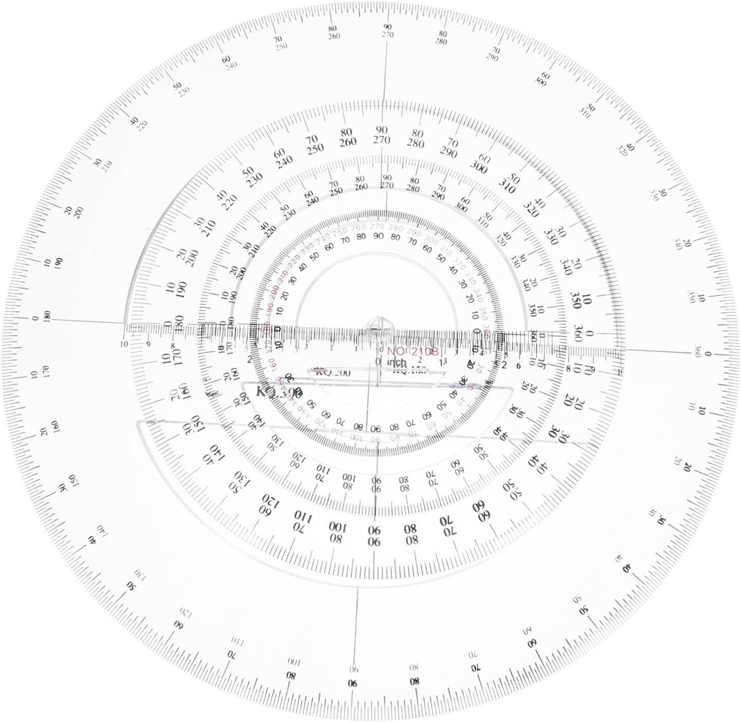 HOMSFOU 4pcs Protractor Plastic Measuring Ruler for Geometry Drafting Craftwork