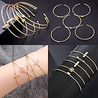 Vista 7 de Paquete de 15 relojes de cuero para mujer, con incrustaciones de diamantes de imitación de cuarzo, reloj de pulsera de varias capas apilable
