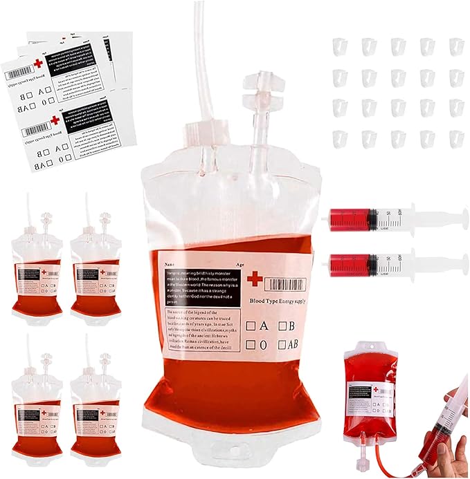 20 Packs Reusable Blood Bag for Drink IV Bags, Halloween