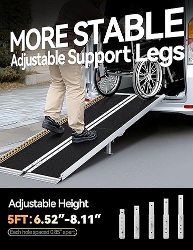Vista 34 de FACHNUO Rampa portátil para silla de ruedas de 2 pies, rampas de aluminio antideslizantes con asa, rampa plegable para sillas de ruedas