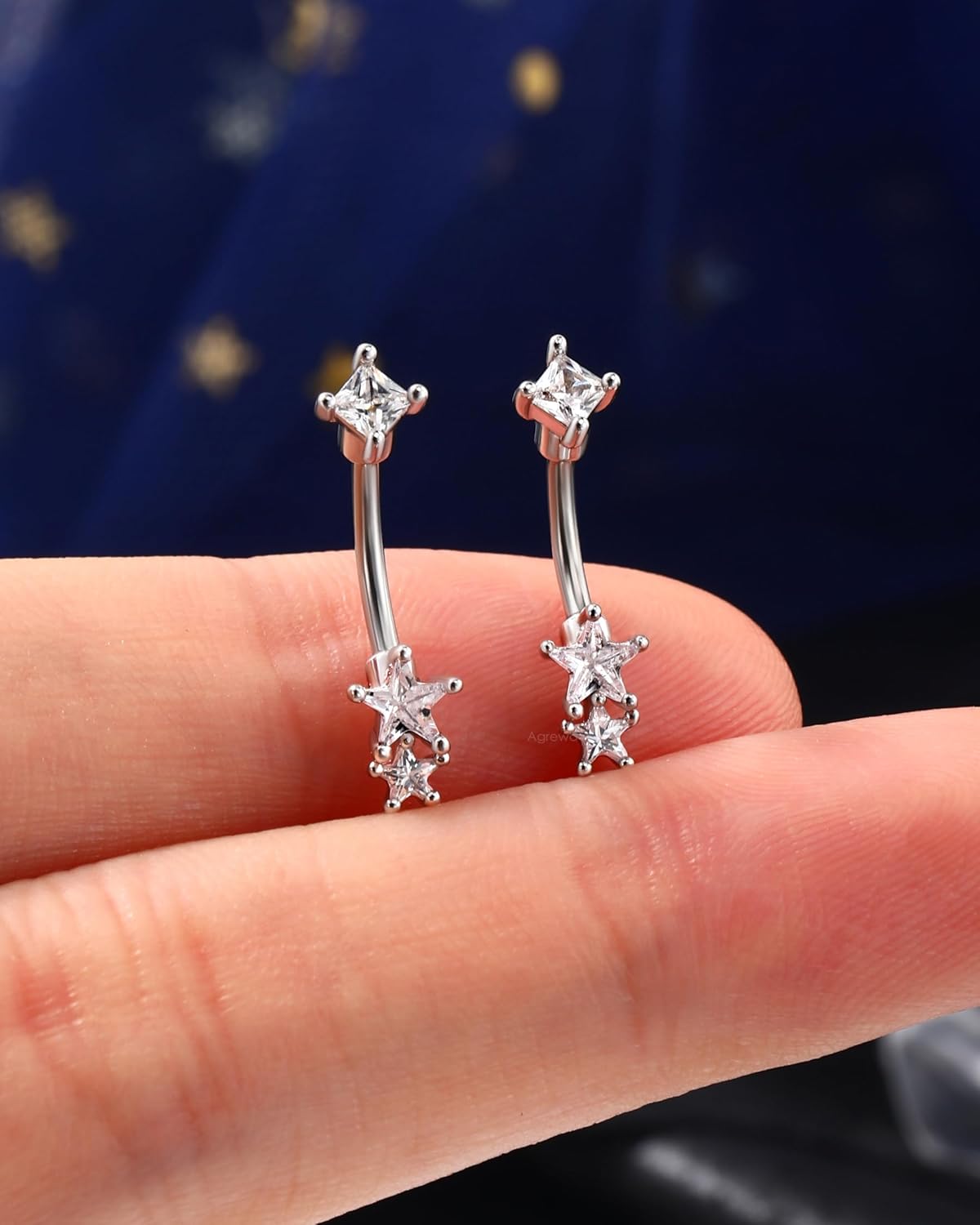 Minimalist Star Rook Earrings 16G Eyebrow Jewelry Surgical Steel Rook Piercing Jewelry Belly Button Ring Curved Barbell - Image 7