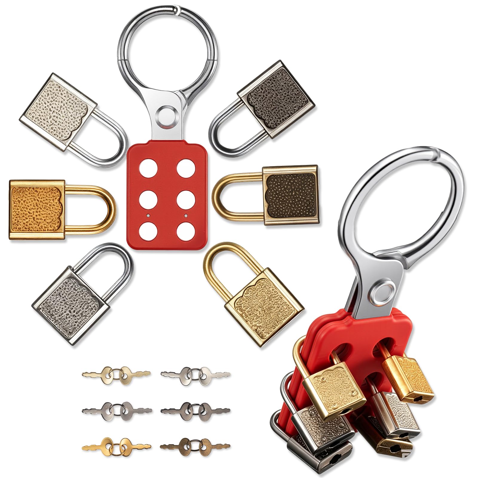 Otoolling 7 Pack Escape Room Themed Lock and Hasp, Retro Metal Lock Escape Room Themed Props for Indoor Weatherproof Travel Locker for Fence, Backyard Gate, Hasp, Case