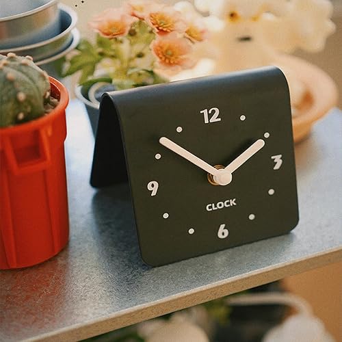 Miniatura 4 de Reloj de escritorio, reloj de escritorio de cuarzo analógico negro, relojes de pared silenciosos sin tictac, movimiento de barrido, funciona con