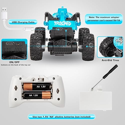 Miniatura 6 de TOHIBEE Auto a control remoto, juguete de camión monstruo de 2.4 GHz con faro para niños de 3, 4, 5, 6, 7, 8, carcasa de metal, juguetes para niños