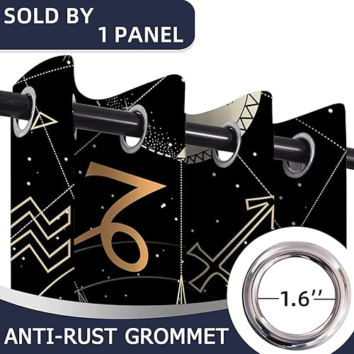 Miniatura 10 de Cortinas opacas de sol y luna para puertas, mandala místico hippie y estrella para dormitorio de niños, con ojales, aislamiento térmico, cortinas de