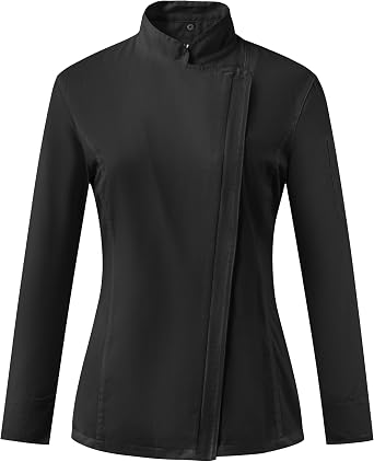 Ubon Chef Jacket for Women, Zipper Chef Coat with Side Mesh Vents | Long or Short Sleeve Chef Shirt Uniform for Kitchen Restaurant, Thermometer Pocket, Apron Tab, 1 or 2 Pack