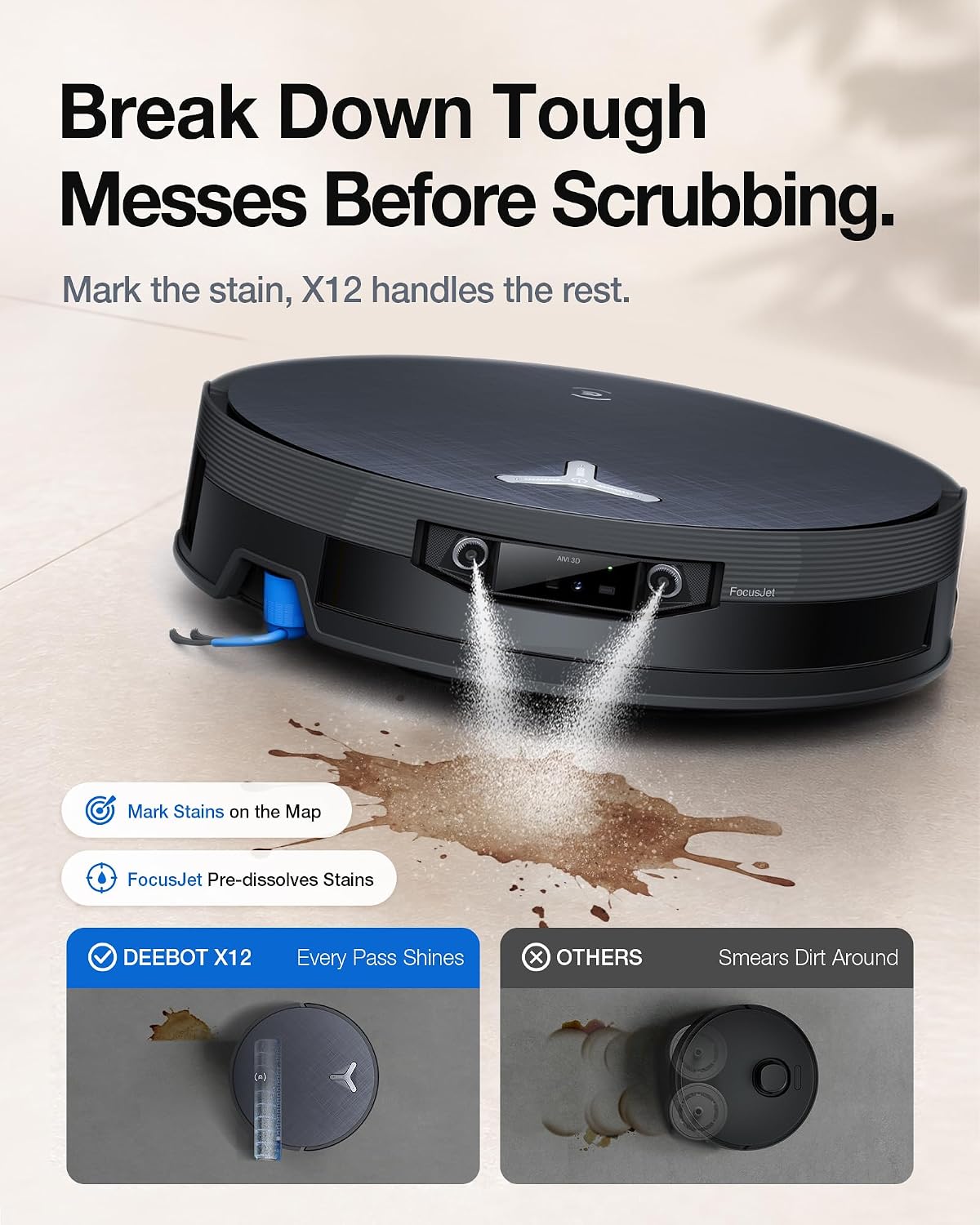 ECOVACS DEEBOT X12 OMNICYCLONE premium robot vacuum mop station and cleaning accessories