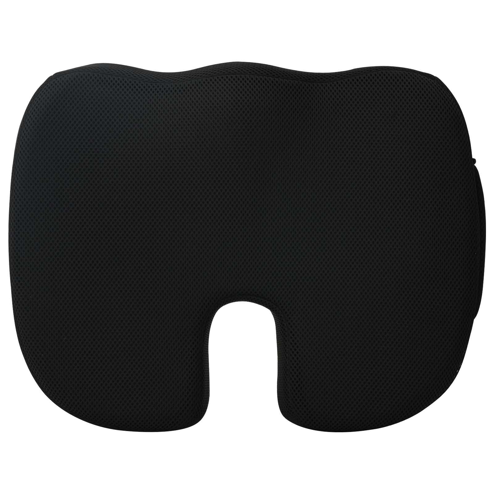 Cuscino per sedia, tinta unita, nero, 47 x 36,5 x 8 cm, in memory foam, ergonomico, antiscivolo, lavabile, con rivestimento per sedia, ufficio, sala da pranzo, cuscino per pallet, coccige