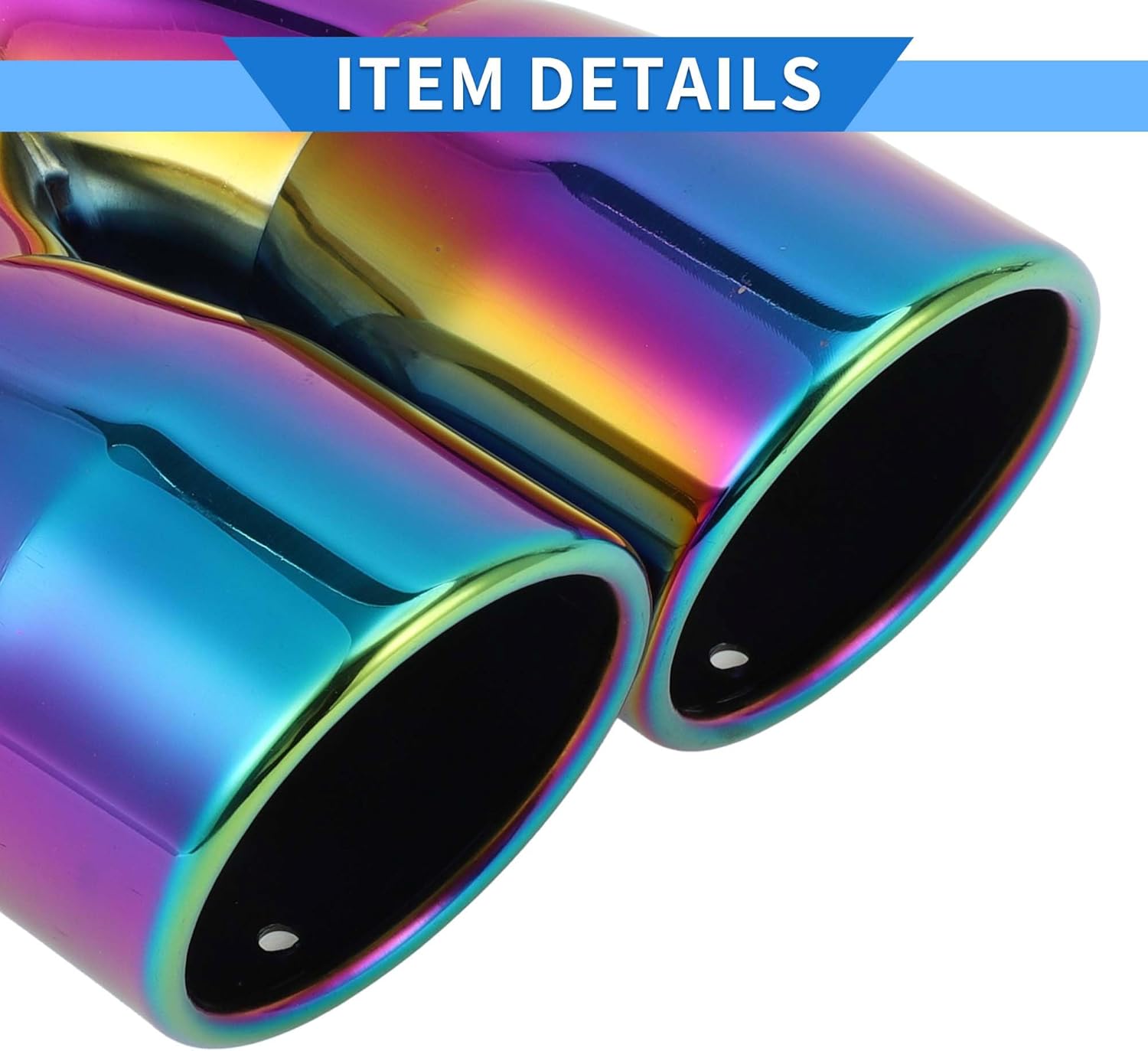 1 Pc Slant Cut Dual Exhaust Tip 2.4" Inlet 5.9" Outlet 8.1" Length Tailpipe Universal Car Bolt on Stainless Steel Assorted Color Rear
