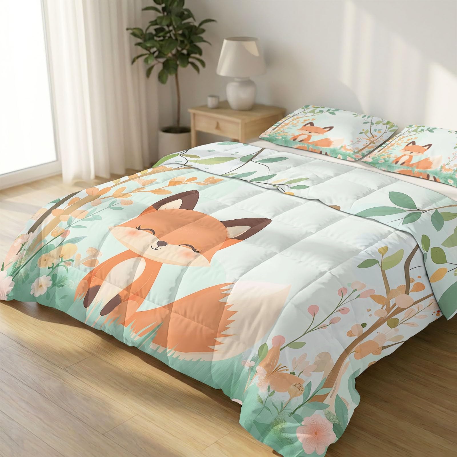 Edredón de verano Emperor reversible 260x220 de animales verdes caqui