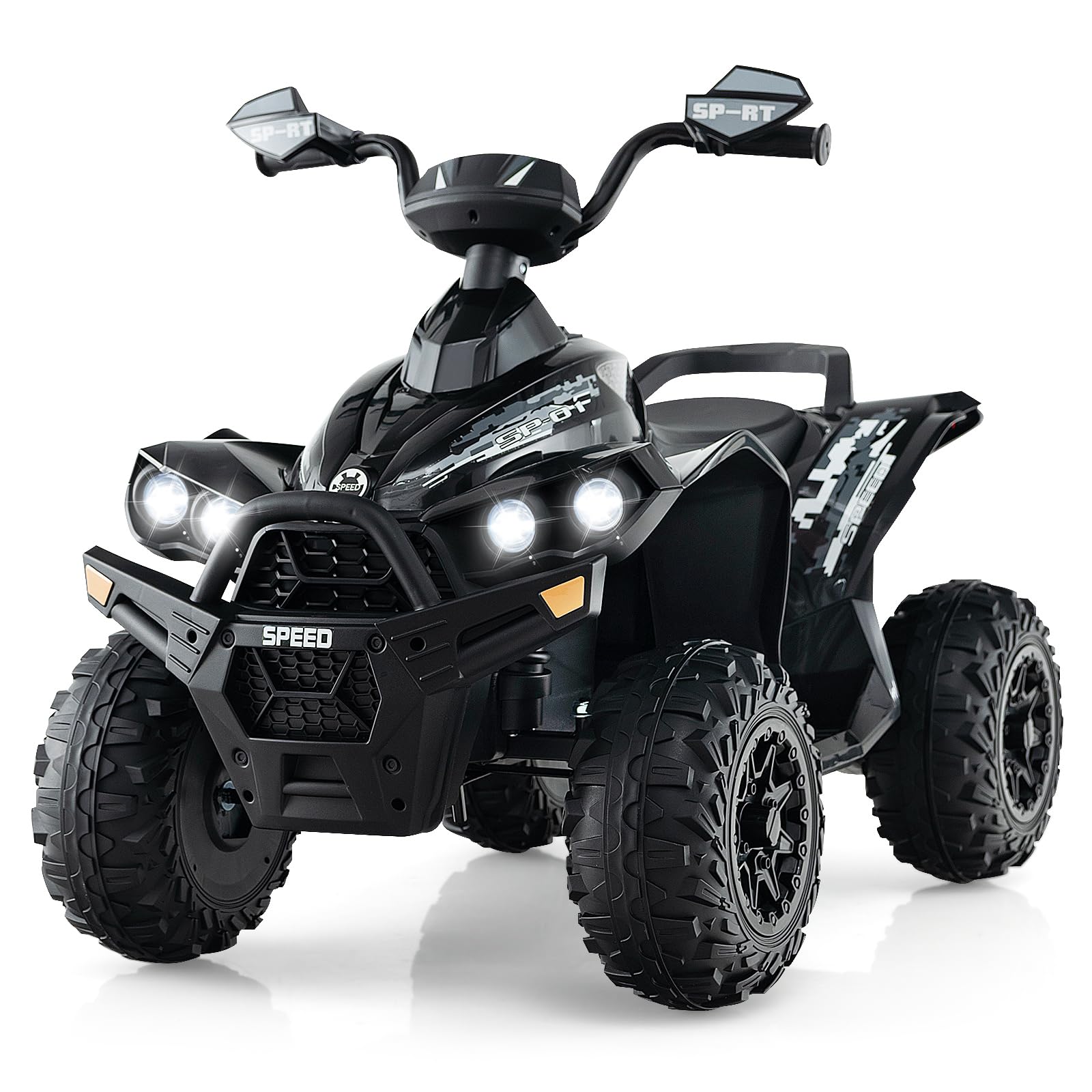 RELAX4LIFE Quad électrique Enfant 12 V, Voiture Électrique Enfants avec 2 Vitesses Réglables 2,2-4,3km/h, Lumières LED, Musique, ATV pour Enfant de 3-8 Ans, Noir (Noir)