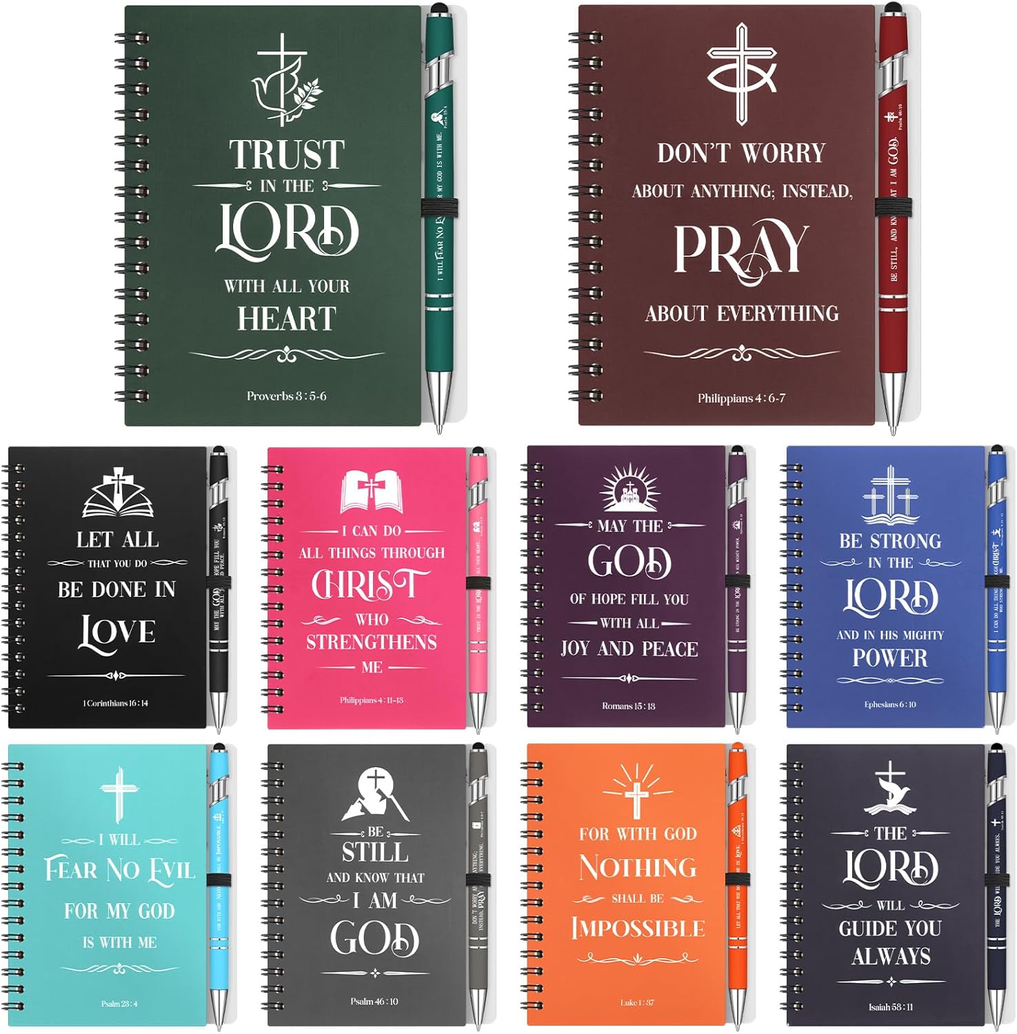Amazon.com : Glenmal 10 Sets Christian Gift Bulk Spiral Bible Notebooks ...