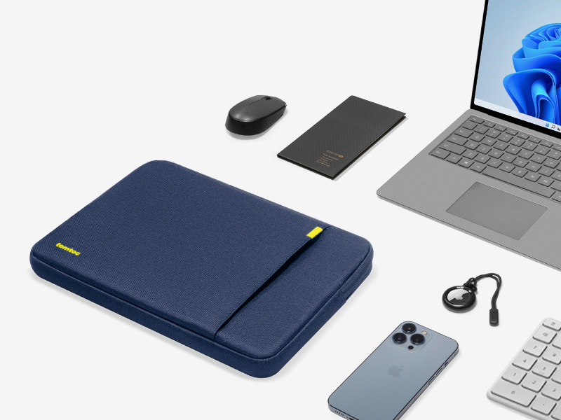 tomtoc Slanke laptophoes voor 13,5-14,4 inch Surface Laptop Studio/6/5/4/3, Surface Book, waterbestendige computerhoes voor Acer Aspire/Swift 14, ASUS Vivobook/Zenbook 14, Jumper EZbook X3, zwart