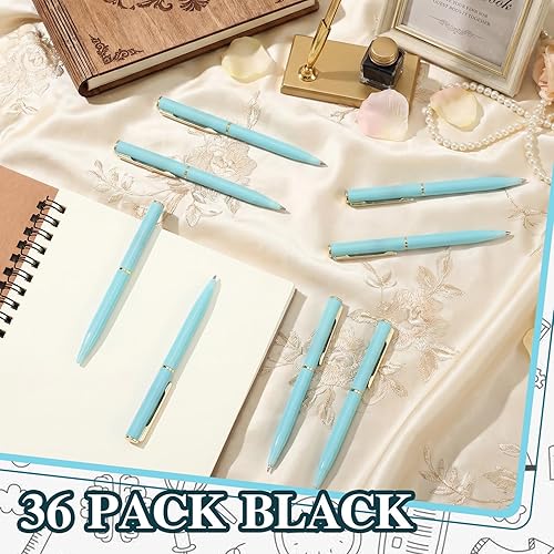 Vista 4 de Teling 36 bolígrafos pequeños a granel de 4 pulgadas, herramienta de escritura pequeña y pequeña de 4 pulgadas, tinta negra para cuaderno de Azul