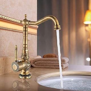 Rozin - Grifo para lavabo de baño (latón envejecido)
