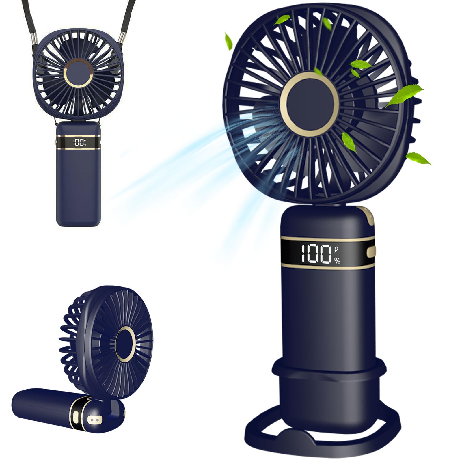 Jzbulo Ventilatore a Mano, Mini Ventilatore Portatile USB, Piccolo Ventilatore Tascabile con 5 Livelli di Velocità, Ricaricabile batteria da 2400mAh,Ventilatore Pieghevole per Ufficio, All'aperto