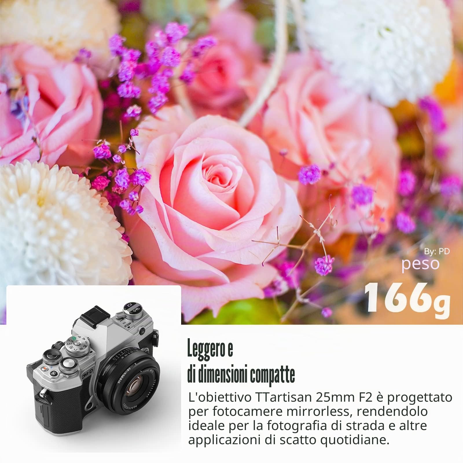 TTartisan 25mm F2 obiettivo grandangolare manuale, compatibile con MFT M4/3-Mount Mirrorless epm1 emp2 E-PL1 E-PL2 E-PL3 E-PL5 E-PL6 G2 G3 G5 G6 G7 G9 GH1 GH2 GH3 GH4 GH5 GH5S